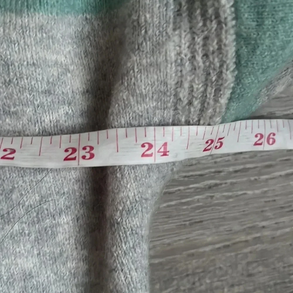 NWT J. Crew Striped Turtleneck Sweater Supersoft Yarn Gray/Blue